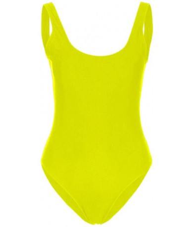 One-Pieces Women's One Piece Swimsuits Strappy Monokini Bathing Suits Backless Scoop Neck Tummy Control Swimsuit - Yellow - C...