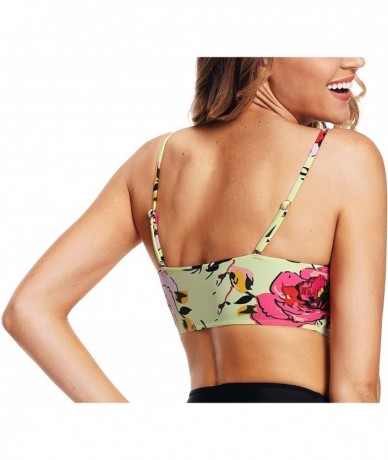 Tankinis Solid/Floral Ruffle Summer Beach Swim Push Up Tops Pin Up Swimwear - Floral - CC17Y0I9TN6 $39.54