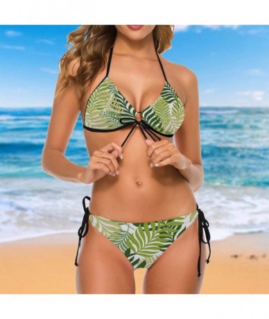 Sets Women's Fashion Elegant Inspired Swimsuit Bikini Set Beach Holiday - Tropic Exotic Palm Tree Leaves Natural Botanical Sp...