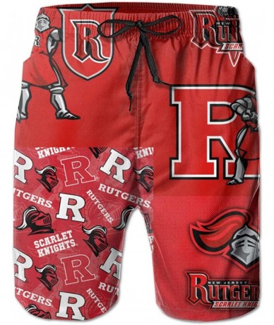 Board Shorts Men's Quick Dry Swim Shorts with Mesh Lining Swimwear Bathing Suits Beach Shorts - Rutgers Scarlet Knights-1 - C...