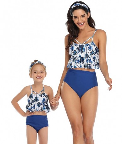 Cover-Ups Swimwear Spaghetti Straps Floral Mom and Baby Swimsuit Two Piece Bikini Swimwear - Blue - CD196OSGCKY $29.27