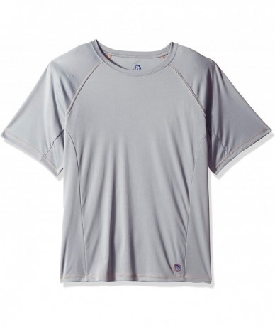 Rash Guards Men's Contrast UPF 50+ Swim Tee - Grey/Orange - C71874WA84O $21.73