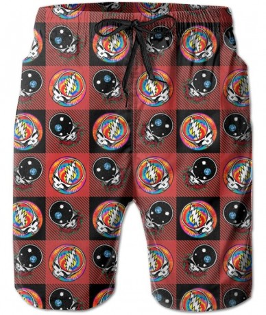 Board Shorts Beach Shorts-Grateful-Dead Tie Dye Skulls Red Black Buffalo Check Plaid Pattern - Grateful Dead B - CU190SX8DRR ...