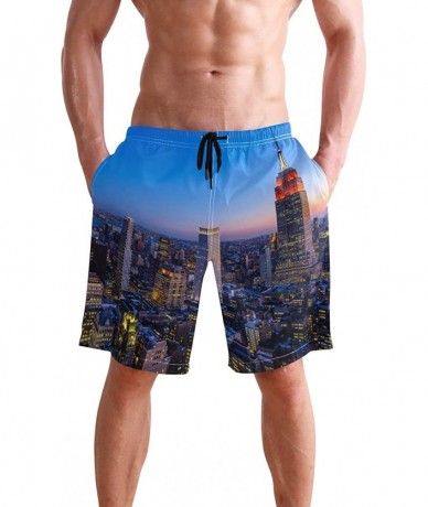 Racing Men's Swim Trunks Tropical Beach with Palm Tree Quick Dry Beach Board Shorts with Pockets - New York City - CY18QW6R0L...