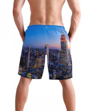 Racing Men's Swim Trunks Tropical Beach with Palm Tree Quick Dry Beach Board Shorts with Pockets - New York City - CY18QW6R0L...