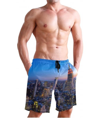 Racing Men's Swim Trunks Tropical Beach with Palm Tree Quick Dry Beach Board Shorts with Pockets - New York City - CY18QW6R0L...