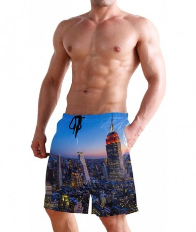 Racing Men's Swim Trunks Tropical Beach with Palm Tree Quick Dry Beach Board Shorts with Pockets - New York City - CY18QW6R0L...