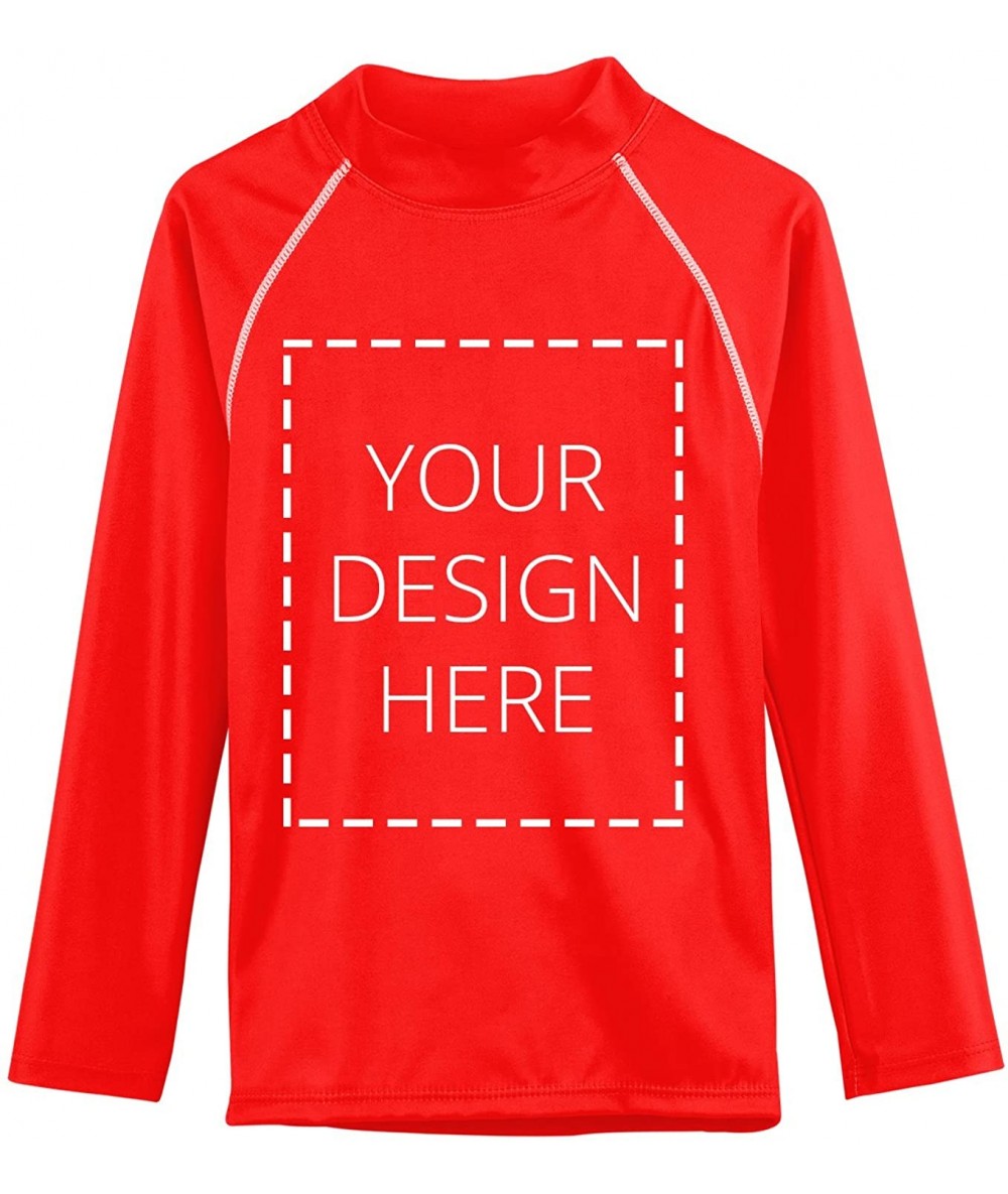 Rash Guards Adult Unisex Custom/Personalized Long Sleeve Rash Guard- UPF 50+ - Red - CV12M45CFIZ $82.12