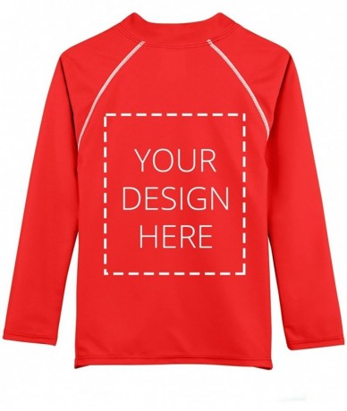 Rash Guards Adult Unisex Custom/Personalized Long Sleeve Rash Guard- UPF 50+ - Red - CV12M45CFIZ $82.12