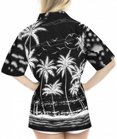 Cover-Ups Men's Party Outfit Relaxed Beach Camp Short Sleeve Hawaiian Shirt - Halloween Black_x118 - CD12O30LYZD $38.29