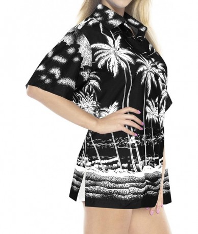 Cover-Ups Men's Party Outfit Relaxed Beach Camp Short Sleeve Hawaiian Shirt - Halloween Black_x118 - CD12O30LYZD $38.29