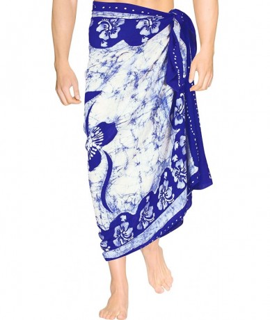 Cover-Ups Men's Loungewear Hawaii Sarongs for Men Plus Size Beach Wrap Vacation - Blue_p345 - CE182XQ2QAH $35.75