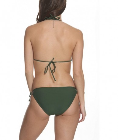 Sets Women's Swimwear Triangle Bikini Top with Side Tie Bottom Set - Hunter Green - CQ18KOHCQ47 $65.96