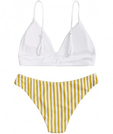 Sets Women's Ruffle Trim 2 Piece Bikini Set Swimsuit Bathing Suit - 1 Yellow - CE198XLMCRH $40.22