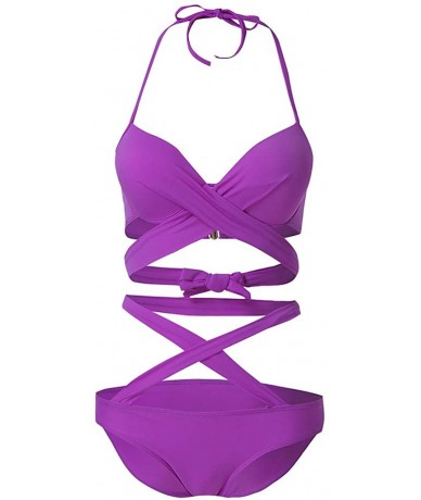 One-Pieces Women Sexy High Cut One Piece Swimsuit Funny Bathing Suit Monokini Swimwear - Purple - CD196HC4LR8 $25.37