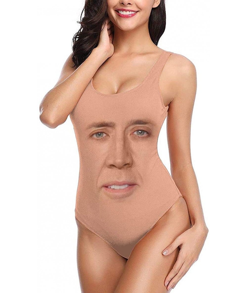 One-Pieces Women's One Piece Swimsuits High Cut Low Back Bikini U-Neck Bathing Suits Sexy Backless Nicolas Cage Swimwear - 1 ...