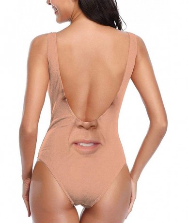 One-Pieces Women's One Piece Swimsuits High Cut Low Back Bikini U-Neck Bathing Suits Sexy Backless Nicolas Cage Swimwear - 1 ...