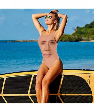 One-Pieces Women's One Piece Swimsuits High Cut Low Back Bikini U-Neck Bathing Suits Sexy Backless Nicolas Cage Swimwear - 1 ...