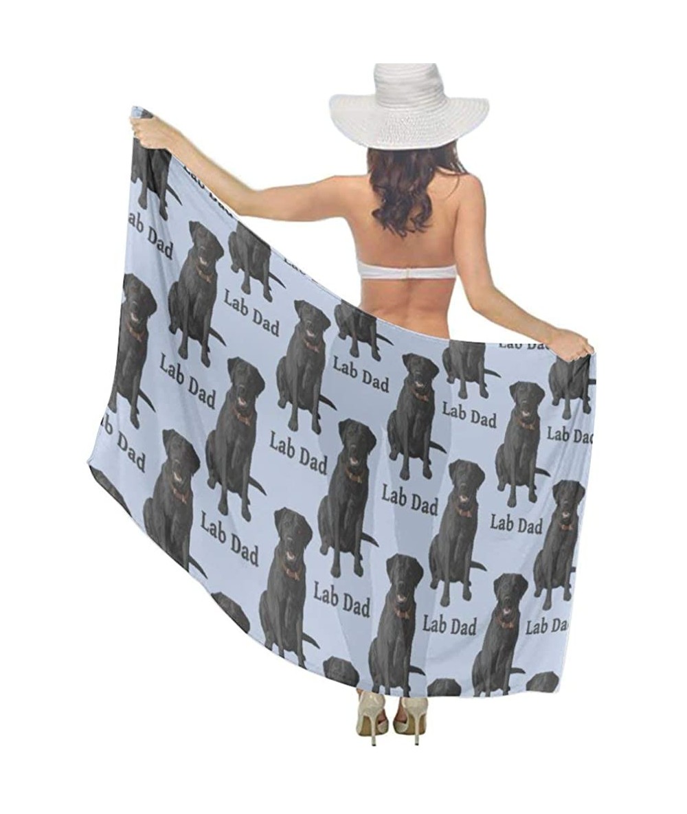 Cover-Ups Women Girls Beach Swimsuit Cover Up Fashion Wedding Party Shawl Wrap - Lab Dad Black Labrador Retriever Dog - CW196...