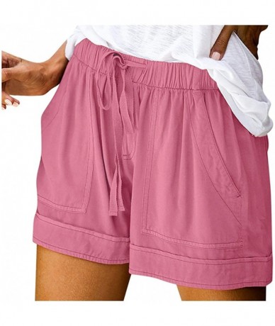 Board Shorts Comfy Drawstring Women Plus Shorts Elastic Waist - A Pink - CH190WUM0IS $21.47