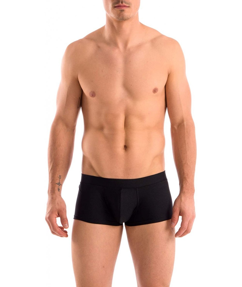 Briefs Mens New Solid Hot Body Boxer Swimsuit - Black - CG112MML34X $34.63