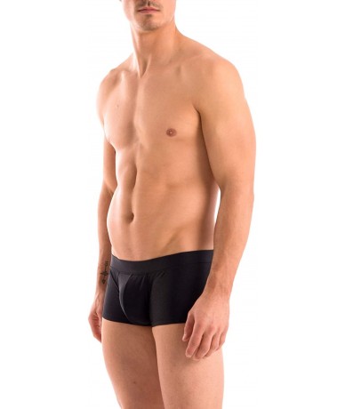 Briefs Mens New Solid Hot Body Boxer Swimsuit - Black - CG112MML34X $34.63