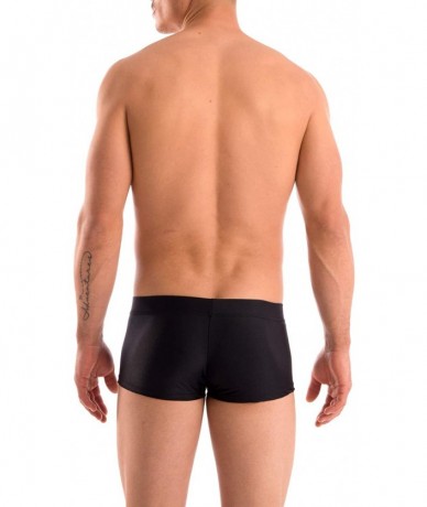 Briefs Mens New Solid Hot Body Boxer Swimsuit - Black - CG112MML34X $34.63