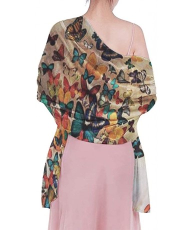 Cover-Ups Women Chiffon Scarf Summer Beach Wrap Skirt Swimwear Bikini Cover-up - Colorful Butterflies - CH190HHCXA5 $43.90