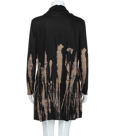 Cover-Ups Hi-Low Open Cardigan Women Fashion Tie-Dye Long Sleeve Asymmetric Top Blouse Khaki - C618HTGNHZ5 $32.08