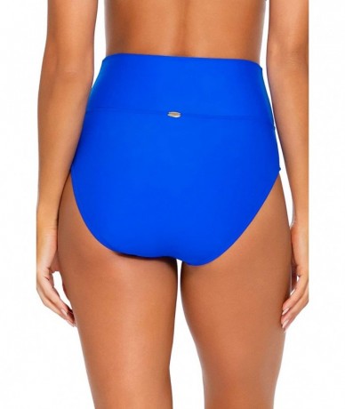 Tankinis Women's Fold Over High Waist Full Bikini Bottom Swimsuit - Imperial Blue - C318A56STQ4 $77.12