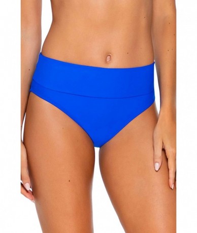 Tankinis Women's Fold Over High Waist Full Bikini Bottom Swimsuit - Imperial Blue - C318A56STQ4 $77.12