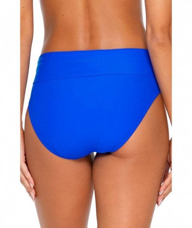 Tankinis Women's Fold Over High Waist Full Bikini Bottom Swimsuit - Imperial Blue - C318A56STQ4 $77.12