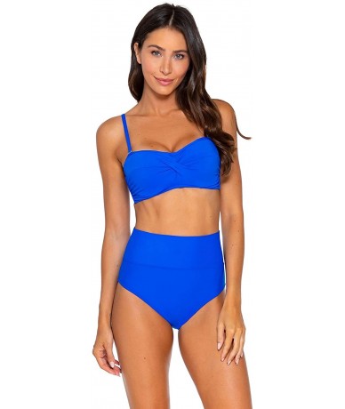 Tankinis Women's Fold Over High Waist Full Bikini Bottom Swimsuit - Imperial Blue - C318A56STQ4 $77.12