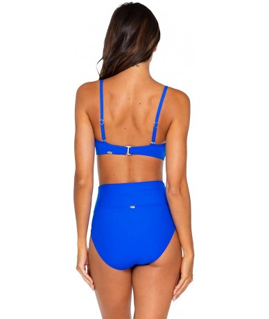 Tankinis Women's Fold Over High Waist Full Bikini Bottom Swimsuit - Imperial Blue - C318A56STQ4 $77.12