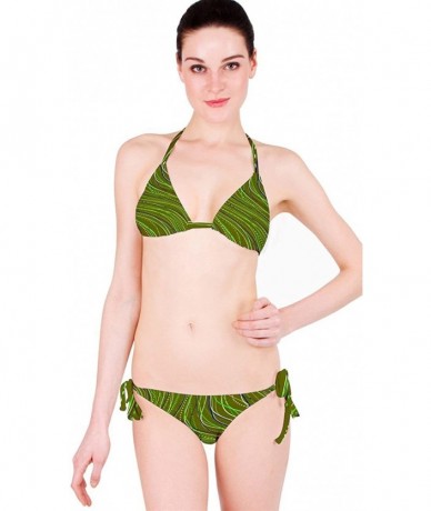 Sets Waves Chervon Athletic Bikini Set - Green Curves - CR12HGWYY71 $54.61