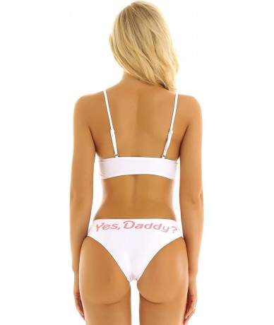 Racing Womens Yes Daddy Printed Bikini Sets Swimwear Mini Camisole Bra Crop Tops Briefs Underwear - White - C1194NZ2LIA $38.99