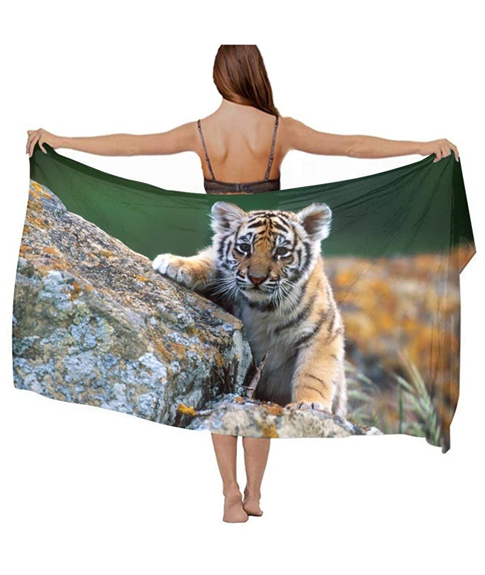 Cover-Ups Women Chiffon Sarong Beach Bikini Cover Up Wedding Party Shawls Wraps - Cute Baby Tiger - CX190HI8MAT $43.30