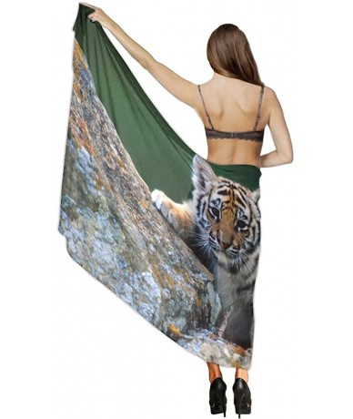 Cover-Ups Women Chiffon Sarong Beach Bikini Cover Up Wedding Party Shawls Wraps - Cute Baby Tiger - CX190HI8MAT $43.30