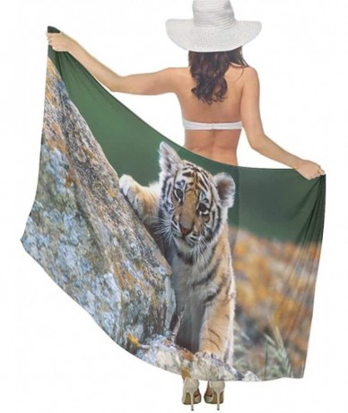 Cover-Ups Women Chiffon Sarong Beach Bikini Cover Up Wedding Party Shawls Wraps - Cute Baby Tiger - CX190HI8MAT $43.30