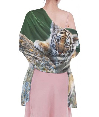 Cover-Ups Women Chiffon Sarong Beach Bikini Cover Up Wedding Party Shawls Wraps - Cute Baby Tiger - CX190HI8MAT $43.30