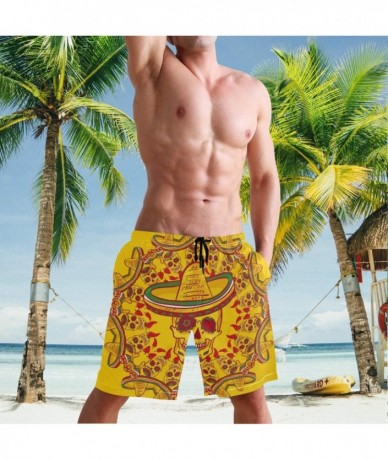 Racing Vinatge Day of The Dead Skull Sombrero Cinco Mayo Men's Swim Trunks Quick Dry Shorts with Pockets - C5197U3H9QL $42.90