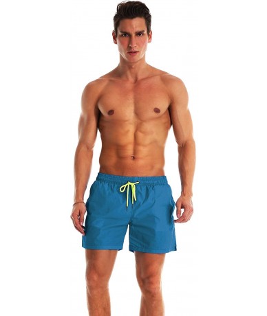 Trunks Men's Swim Trunks Quick Dry Beach Shorts Swimwear Bathing Suit with Mesh Lining - A13-peacock Blue - CS18W7UW58W $27.94