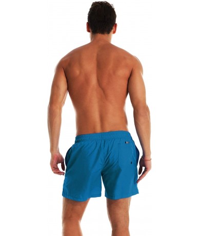 Trunks Men's Swim Trunks Quick Dry Beach Shorts Swimwear Bathing Suit with Mesh Lining - A13-peacock Blue - CS18W7UW58W $27.94