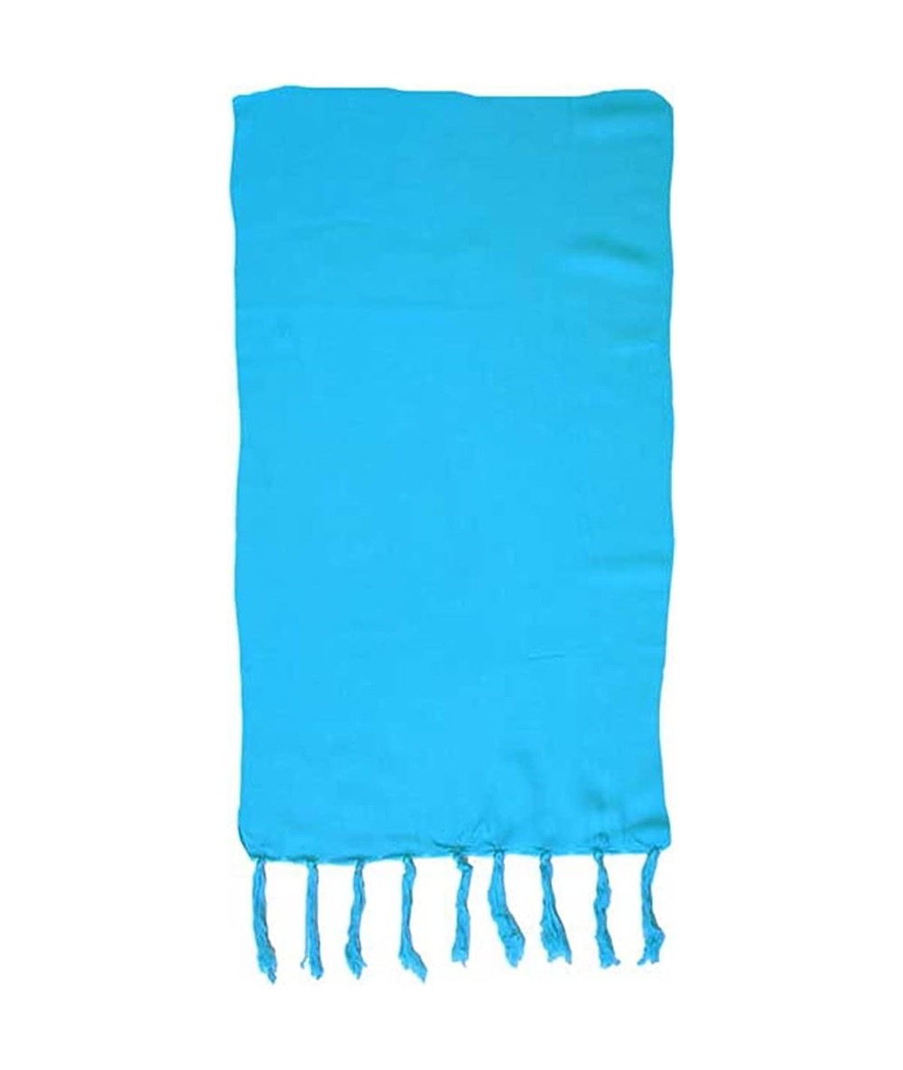 Cover-Ups Turquoise Solid Color Half Sarong - CR112442QSV $19.82