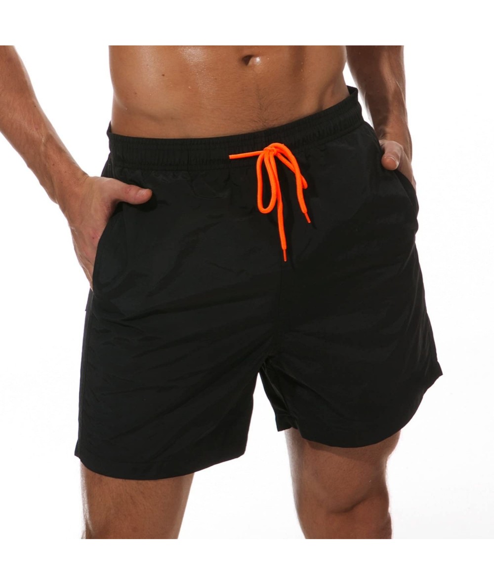 Trunks Men's Swim Trunks Quick Dry Beach Shorts with Pockets - Black - CD18AHZODUE $33.41