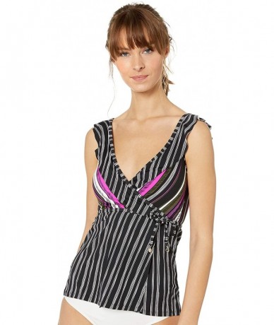 Tops Women's Wrap Flounce Tankini Swim Top - Sketchbook Stripe - CG18K2RINQ6 $78.65