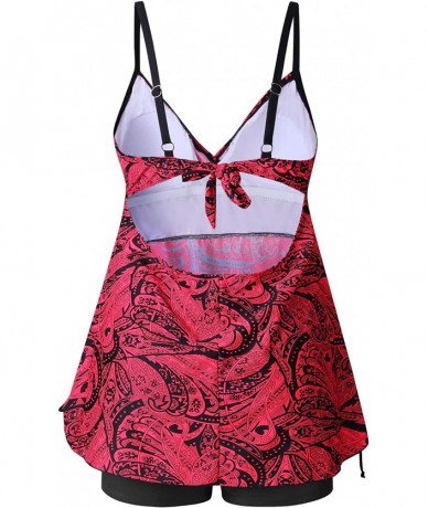 Tankinis Plus Size Women Swimsuit for Tankini Swimwear Bathing Suit Swimwear Two Piece Design - Red - CR18RES0YSA $51.79