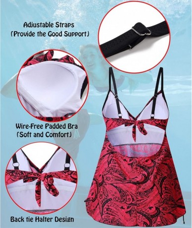 Tankinis Plus Size Women Swimsuit for Tankini Swimwear Bathing Suit Swimwear Two Piece Design - Red - CR18RES0YSA $51.79