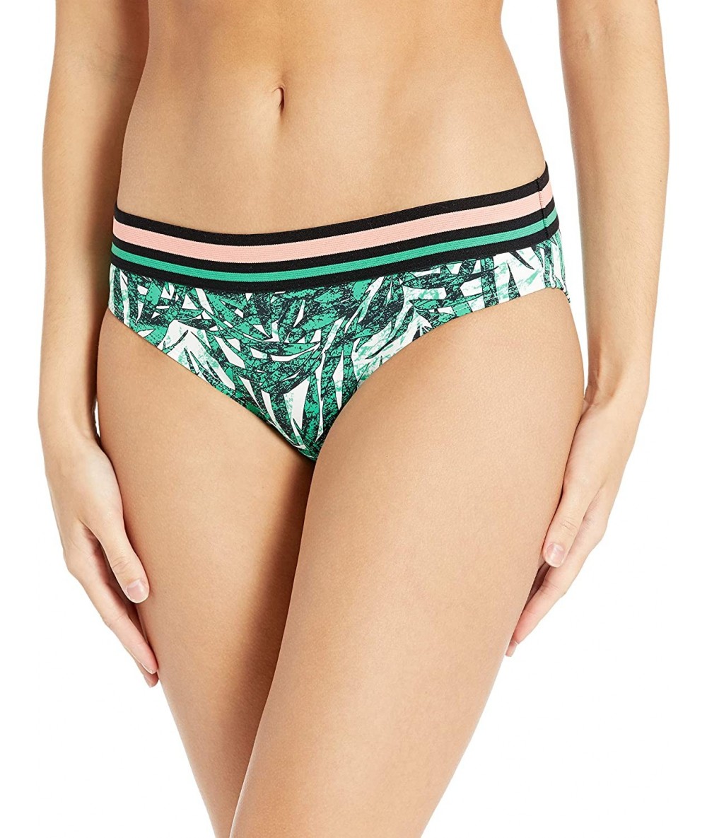 Bottoms Women's Mid Waist Full Coverage Bikini Bottom Swimsuit - Rangala Palm Print - CP18QD9G80M $59.21