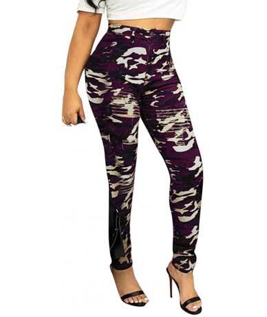 Cover-Ups Women Summer Modal Camouflage Sports Fitness Yoga Leisure Cargo Pants - A-purple - CY18RNKA4KM $57.17